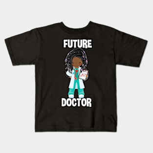 Future Doctor Costume Pretend Play African American Girls T-Shirt Kids T-Shirt